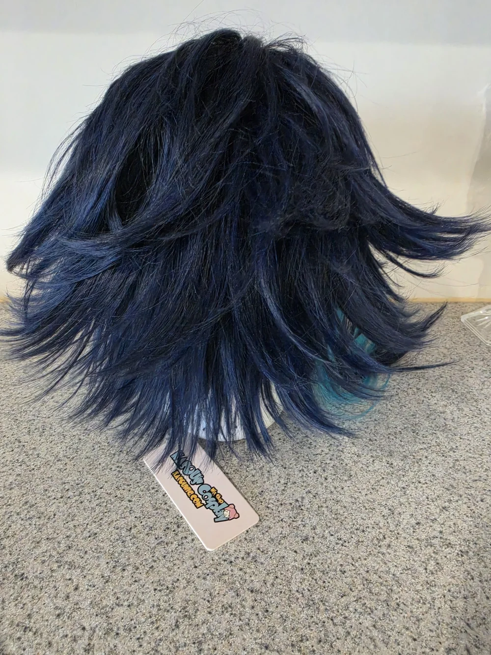 Two-Tone Navy and Teal Layered Women's Wig - Fashionable Synthetic Style
